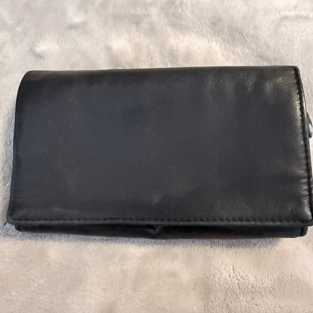 Italian Genuine Leather Black Wallet Vera Pelle Soft Accordion Organizer Wallet